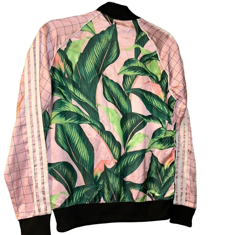 Adidas Originals FARM Rio Pink Leaf Firebird track Jacket palm Leaves size S - Picture 2 of 4